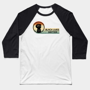 BLM Fist Retro Sunset Banner Baseball T-Shirt